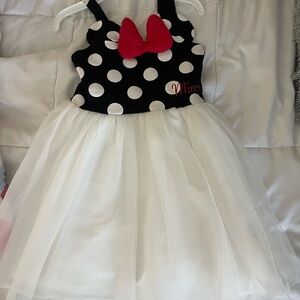Disney Black and White Polka Dot Dress with Red Bow